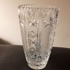 Vintage CZECHOSLOVAKIA Crystal Vase 8" High